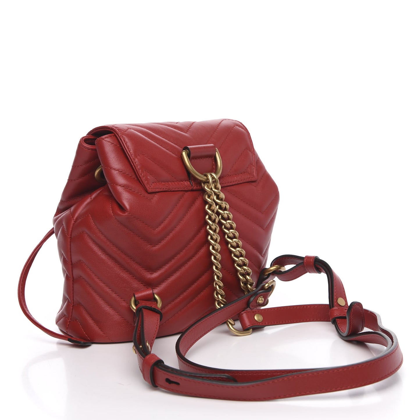Calfskin Matelasse GG Marmont Flap Backpack Hibiscus Red