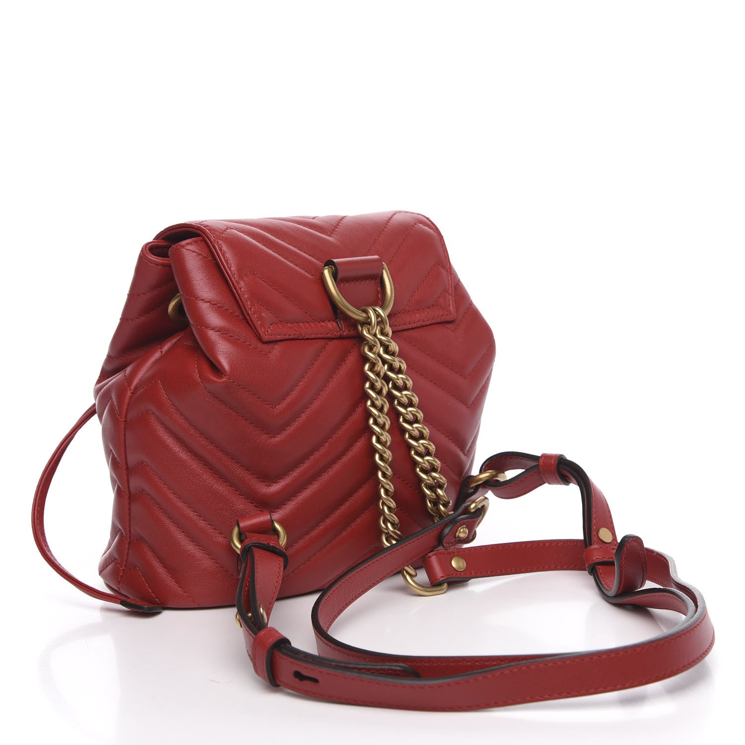 Gucci Calfskin Matelasse GG Marmont Flap Backpack Hibiscus Red 2 of 9