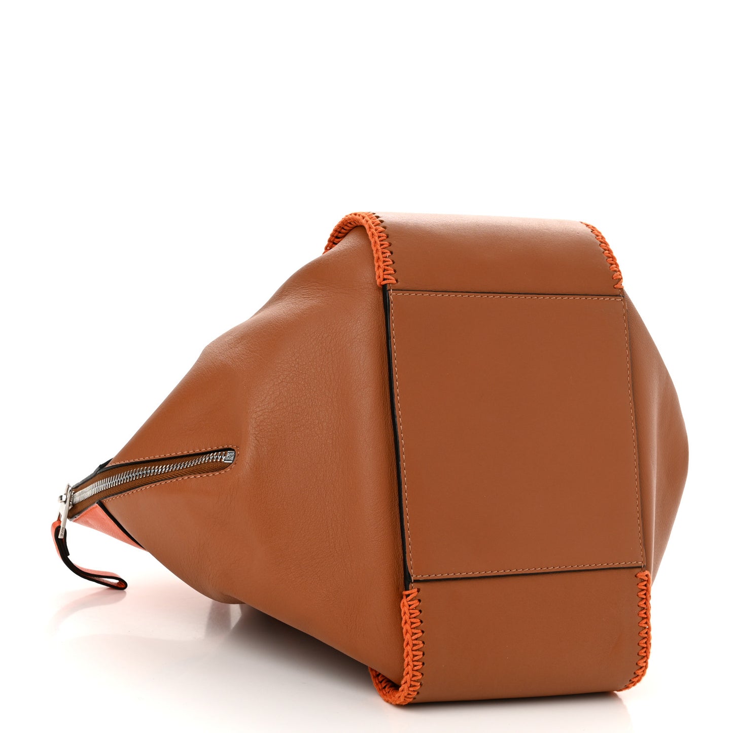Calfskin Whipstitch Small Hammock Shoulder Bag Tan Orange