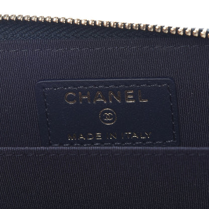 Chanel Calfskin Camellia Embossed Zip Coin Purse Navy 6 of 7