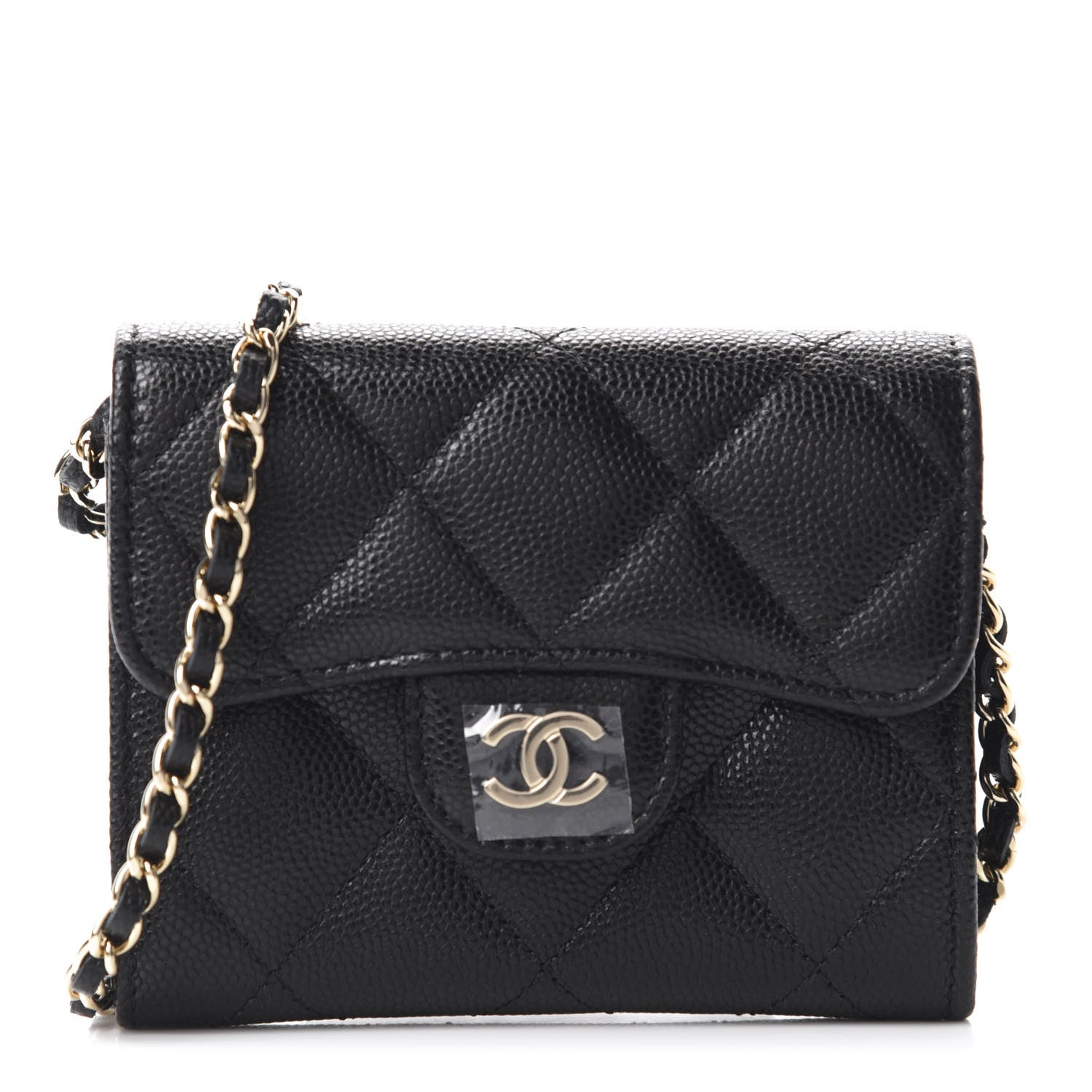 Chanel Caviar Quilted Flap Card Holder On Chain Black 1 of 12