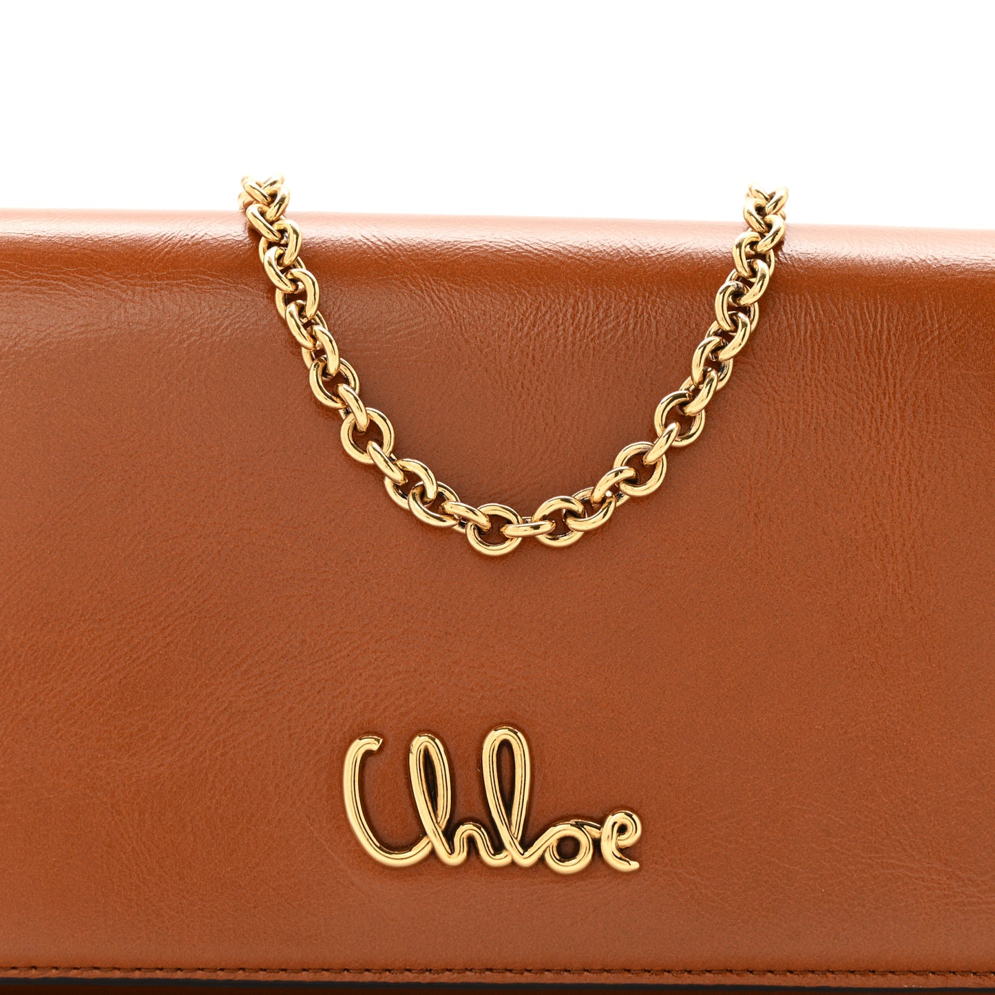 Calfskin Iconic Flap Wallet On Chain Clay Brown