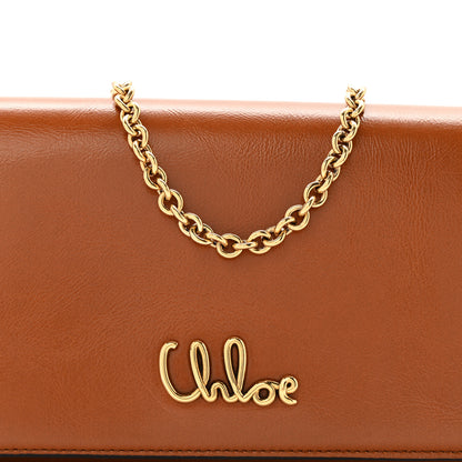 Chloe Calfskin Iconic Flap Wallet On Chain Clay Brown 8 of 16
