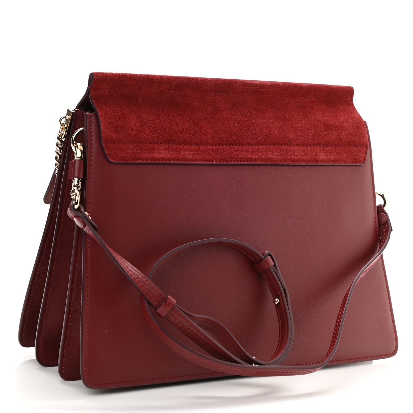 Calfskin Suede Medium Faye Shoulder Bag Plum Purple