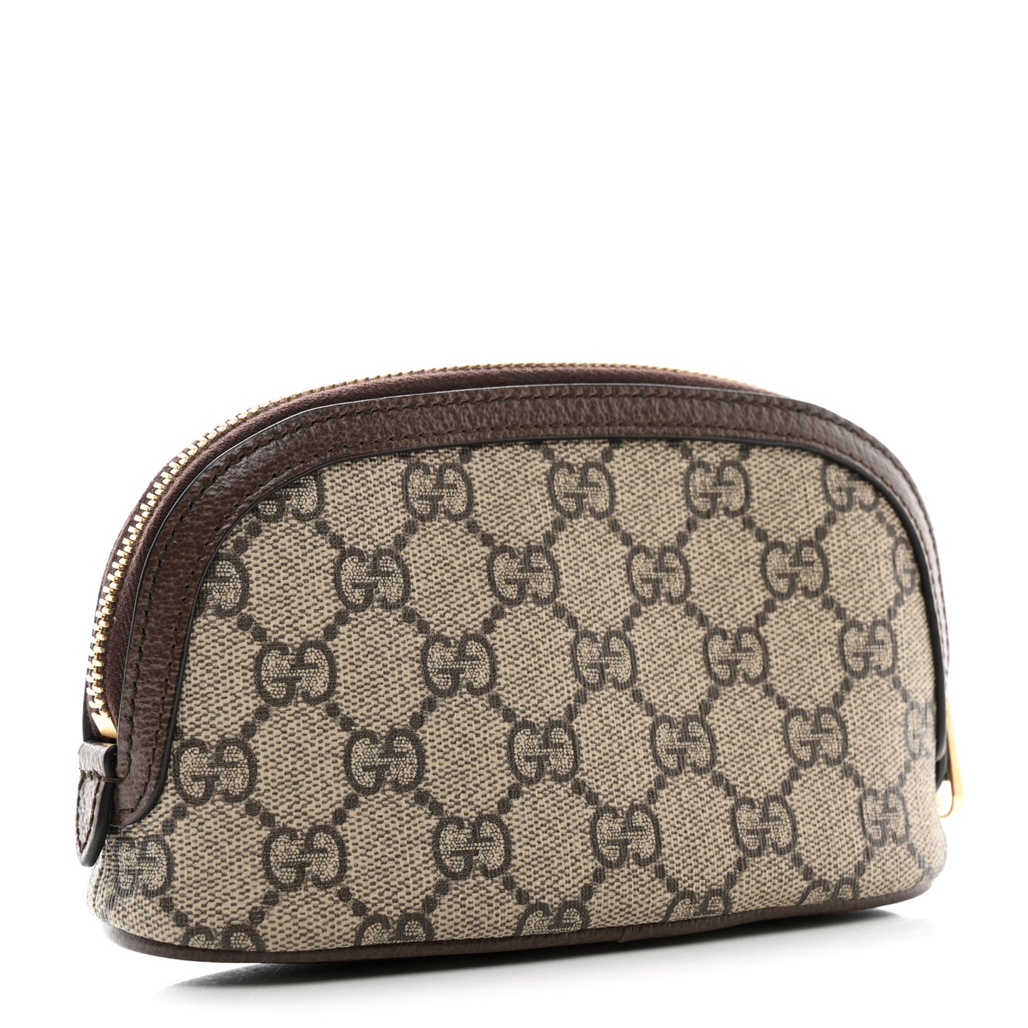 GG Supreme Monogram Textured Calfskin Web Medium Ophidia Cosmetic Case Beige Ebony New Acero