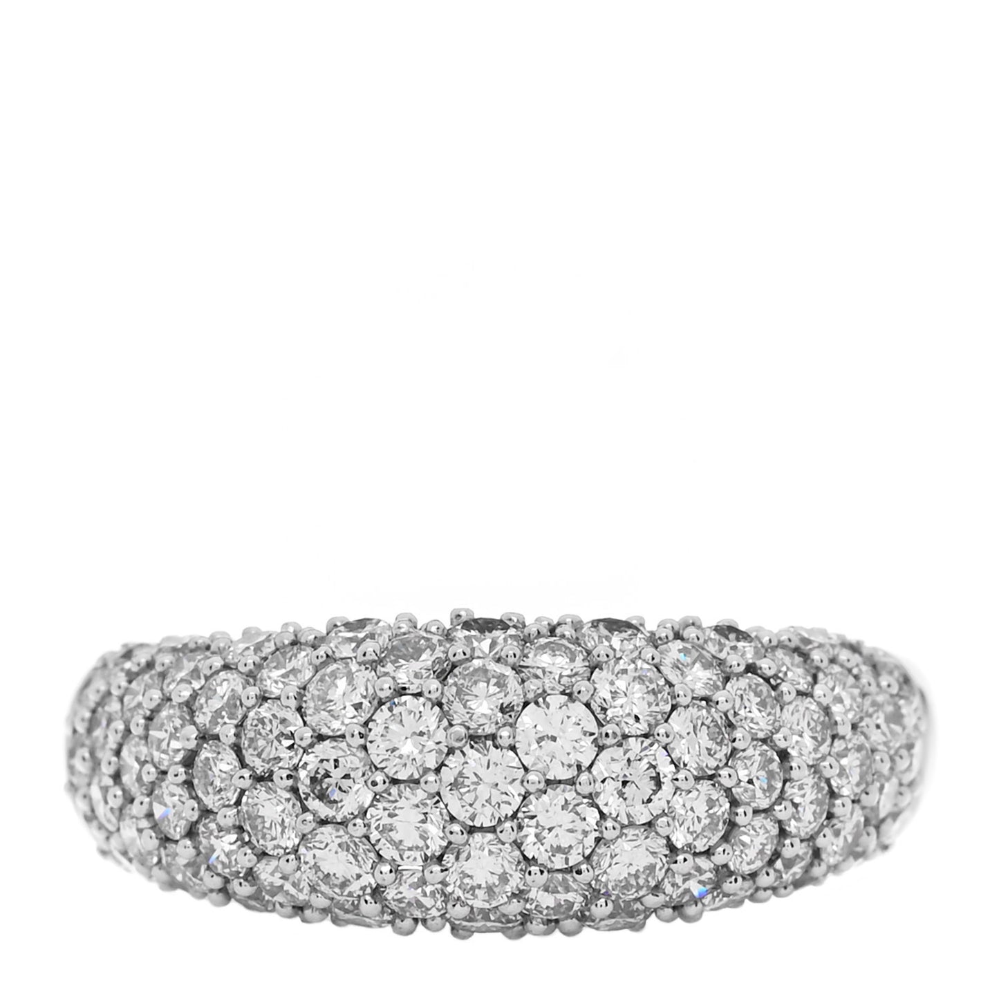 18K White Gold Diamond 1.60ctw Pave Dome Band Ring 56 7.5