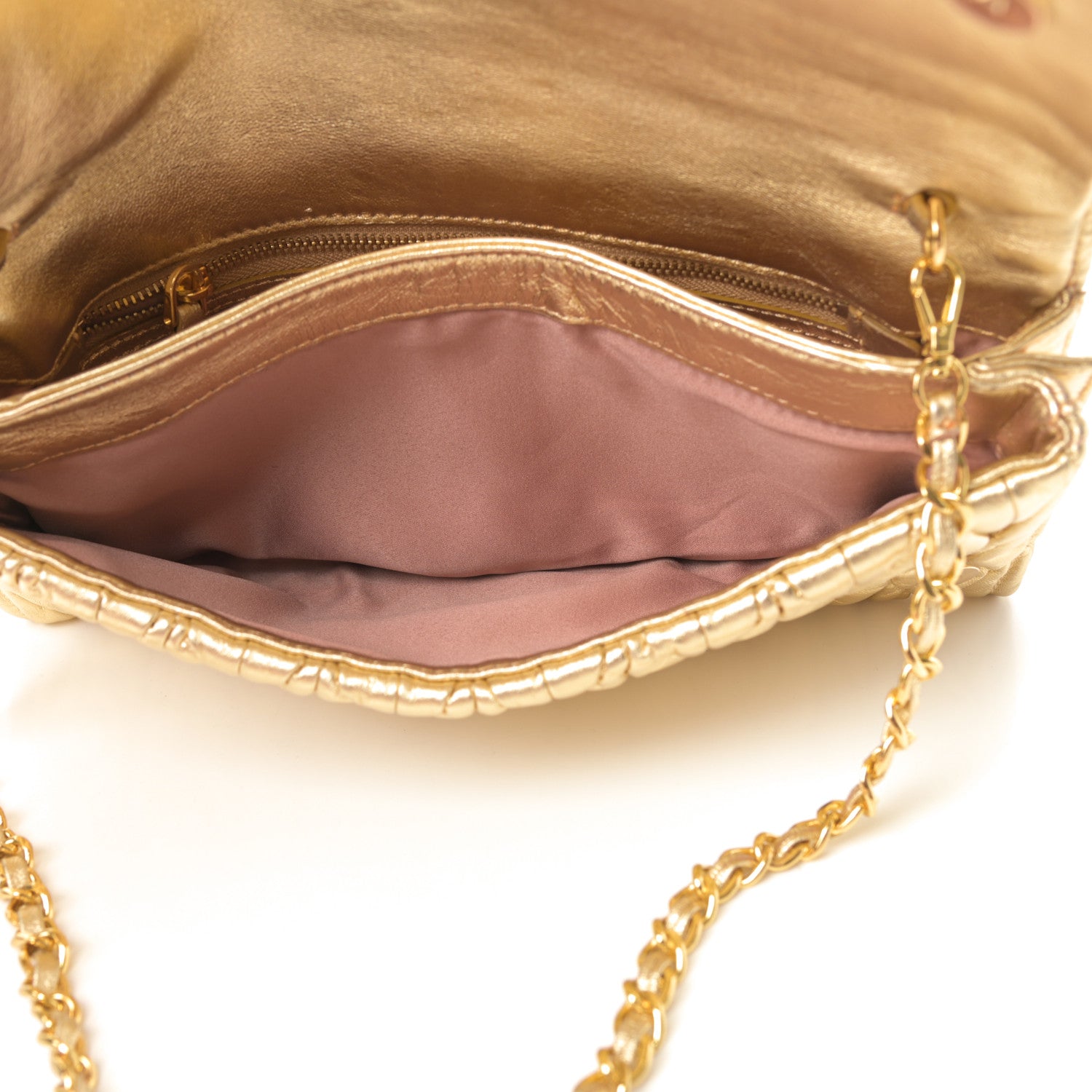 Miu Miu Nappa Matelasse Flap Clutch Gold 6 of 13