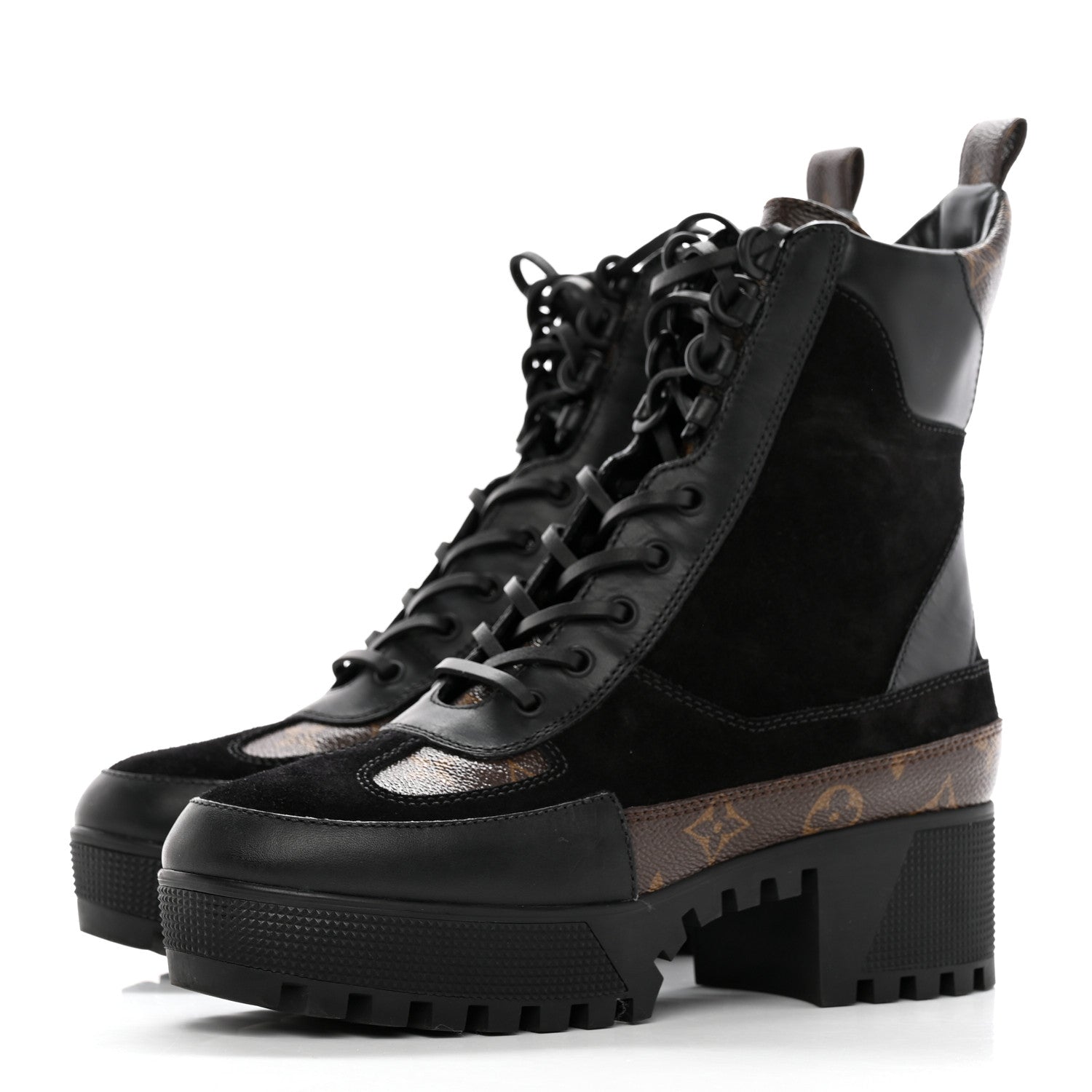 Louis Vuitton Suede Calfskin Monogram Laureate Platform Desert Boots 39 Black 3 of 11