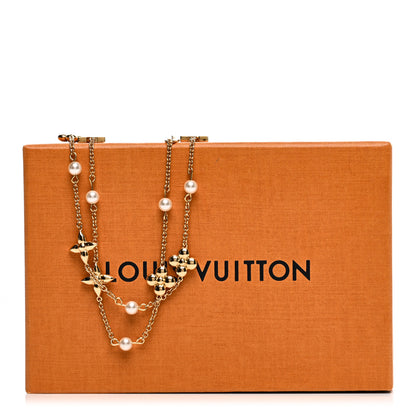 Louis Vuitton Metal Resin Louisa Long Necklace Gold White 6 of 6
