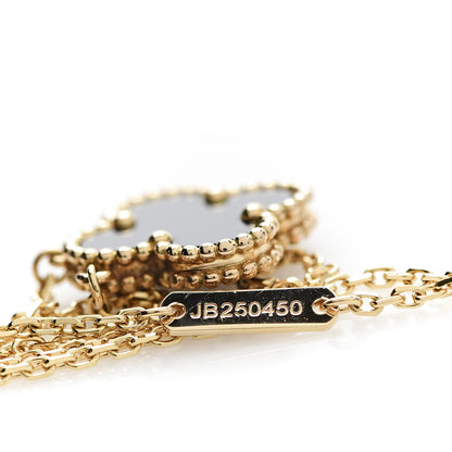 Van Cleef & Arpels 18K Yellow Gold Black Onyx Vintage Alhambra Pendant Necklace 5 of 6