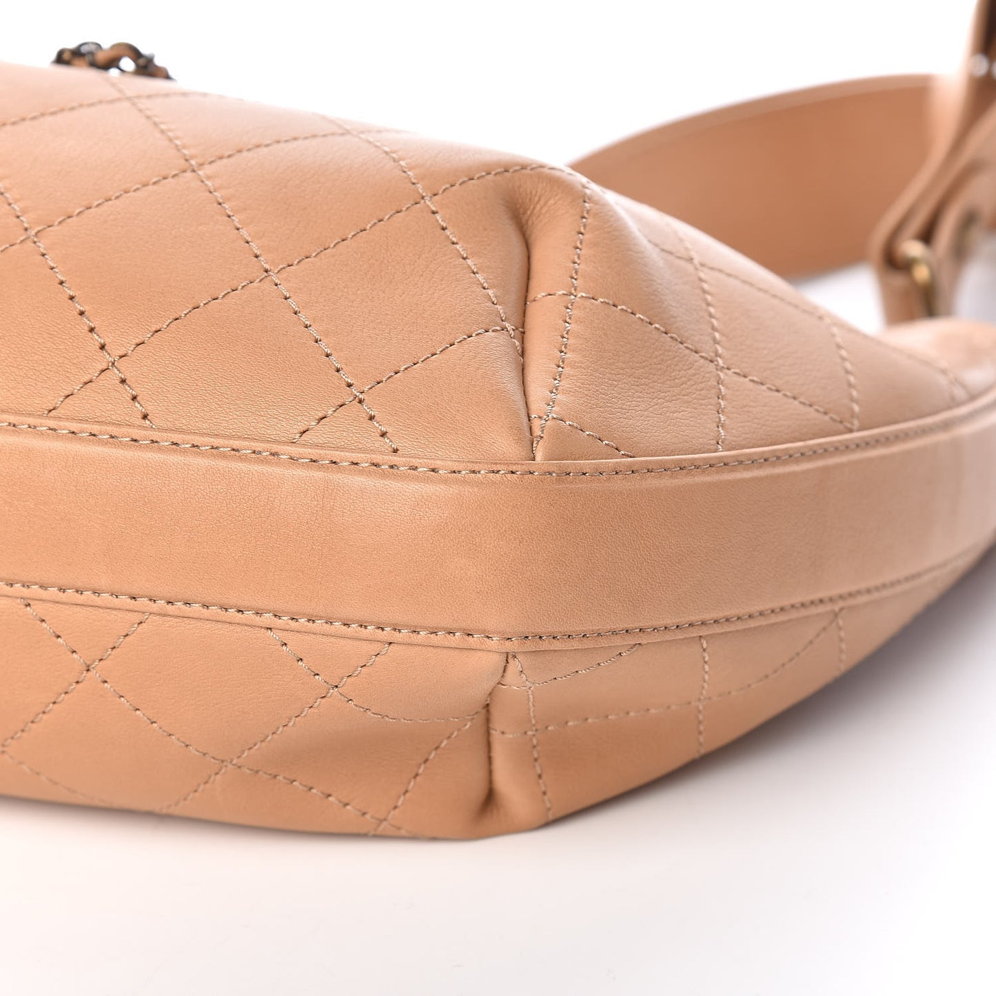 Calfskin Stitched Small Paris Rome Drawstring CC Bag Beige
