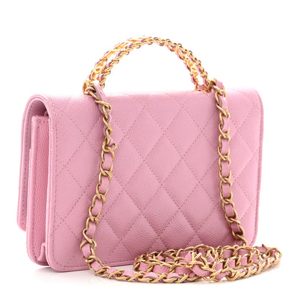 Chanel Shiny Caviar Quilted Pick Me Up Wallet On Chain WOC Pink 3 of 11
