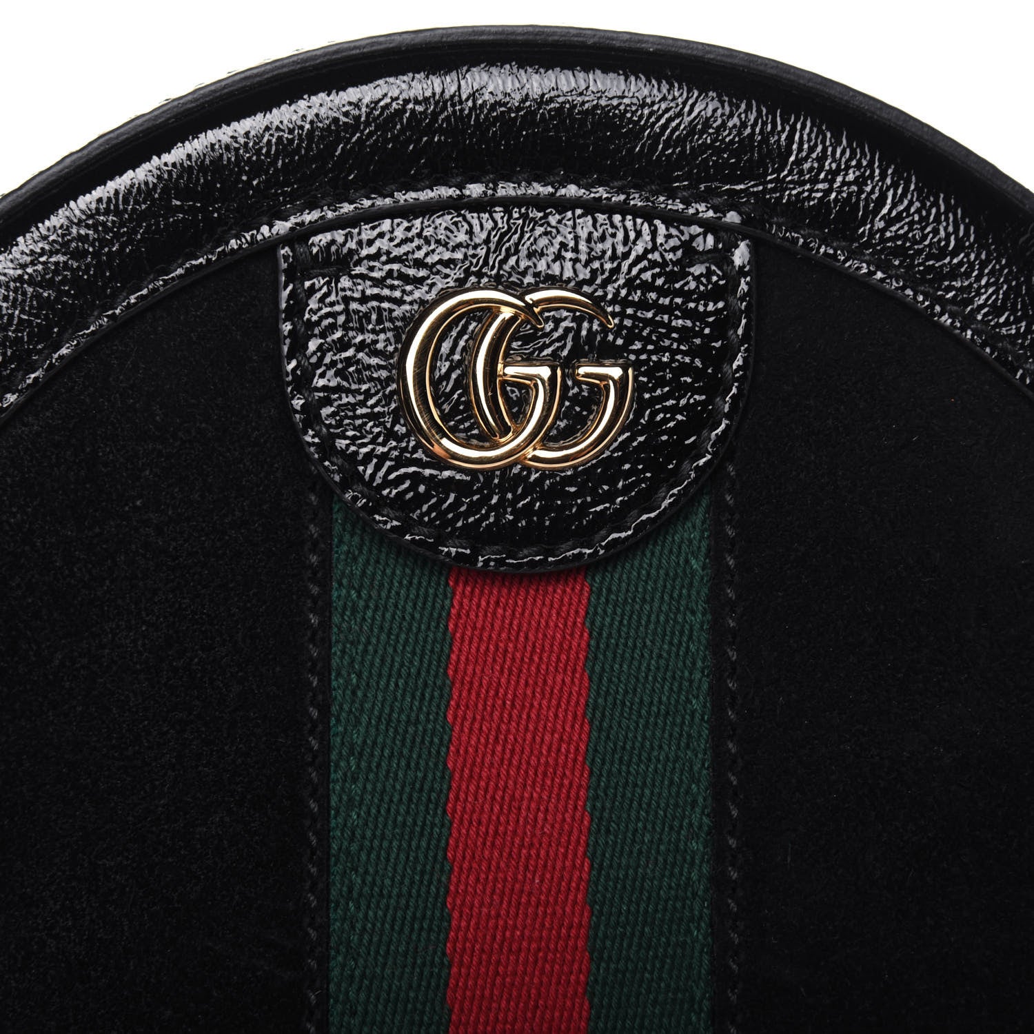 Gucci Suede Patent Web Mini Ophidia Round Shoulder Bag Black 12 of 12