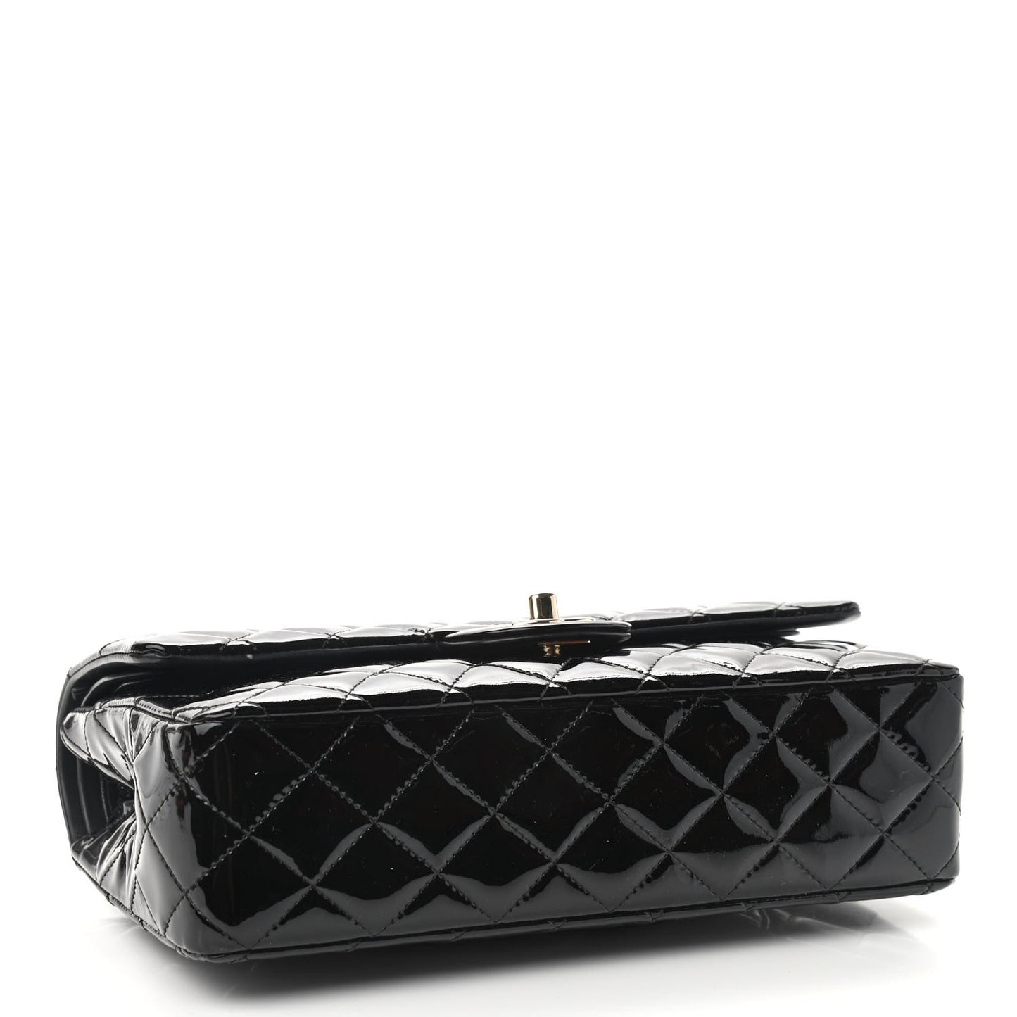 Patent Quilted Medium Double Flap Black