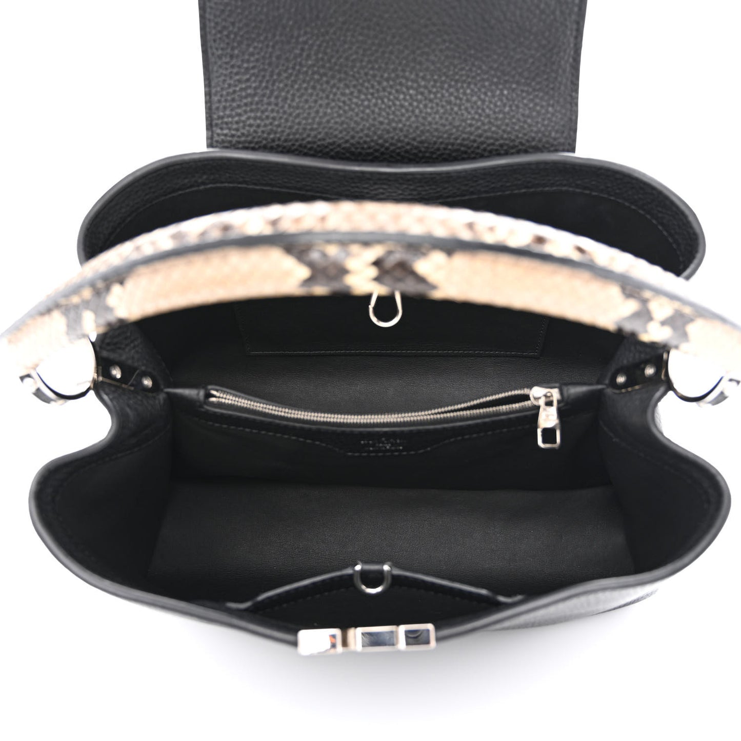 Taurillon Snakeskin Capucines MM Black