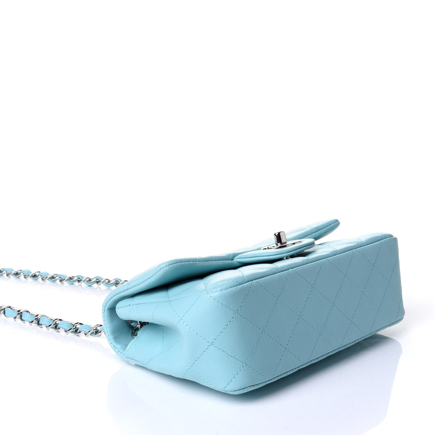 Chanel Lambskin Quilted Mini Rectangular Flap Neon Blue 3 of 4