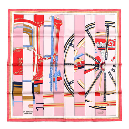 Hermes Silk La Berline Bayadere Scarf 90 Vieux Rose Rouge 1 of 6
