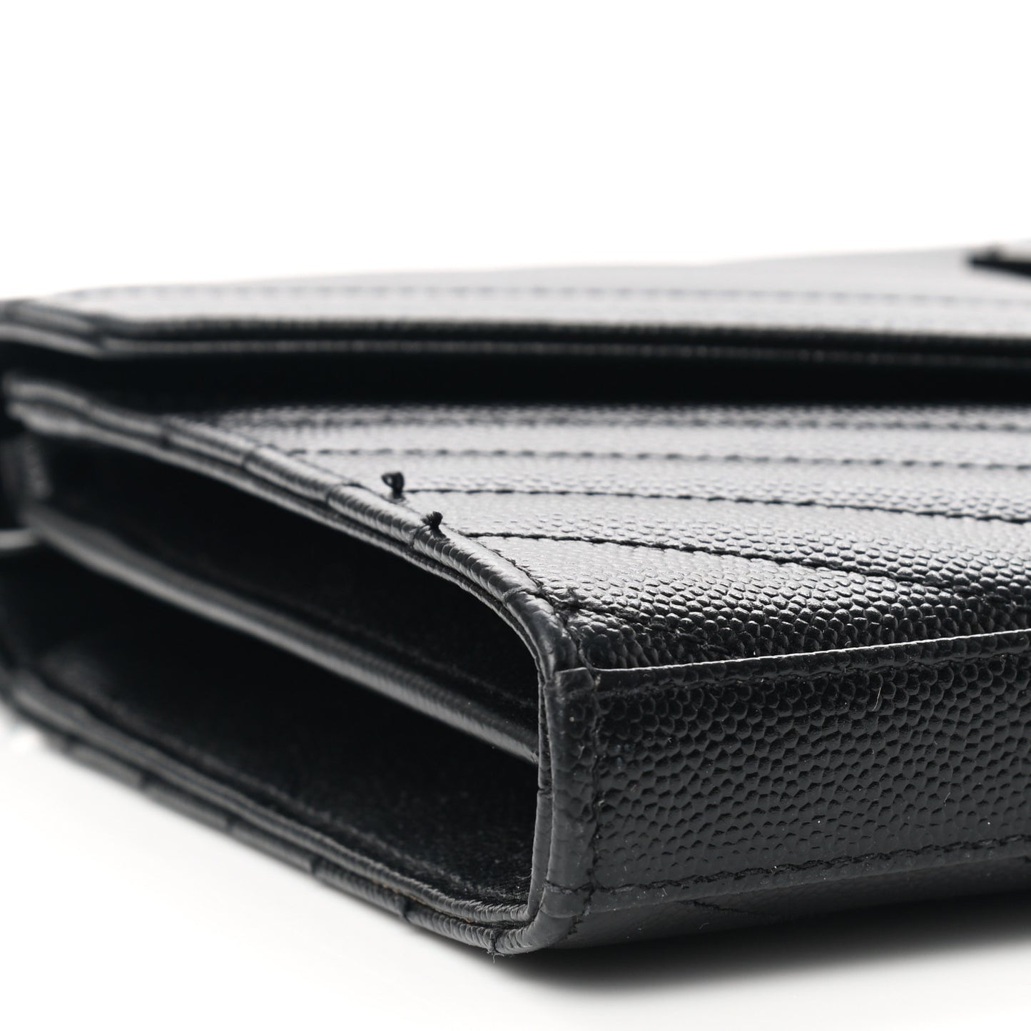 Grain De Poudre Matelasse Chevron Monogram Chain Wallet Black