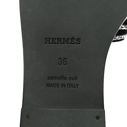 Hermes Suede Goatskin Crystal Oran Sandals 36 Black Argent 8 of 9