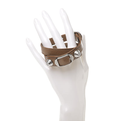 Balenciaga Agneau Giant Silver Hardware Triple Tour M Bracelet Marron Cannelle 2 of 8