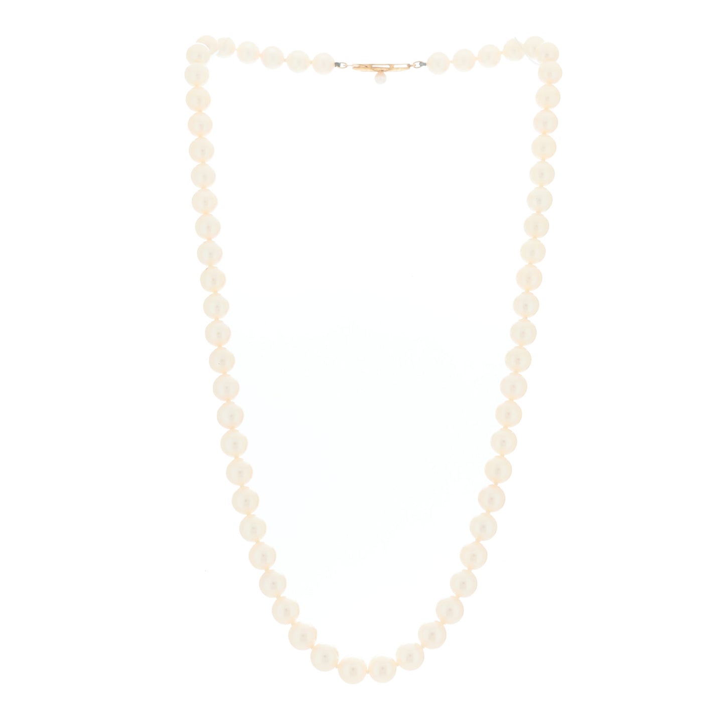 18K Yellow Gold Akoya Cultured Pearl 6.5-7mm Strand Necklace