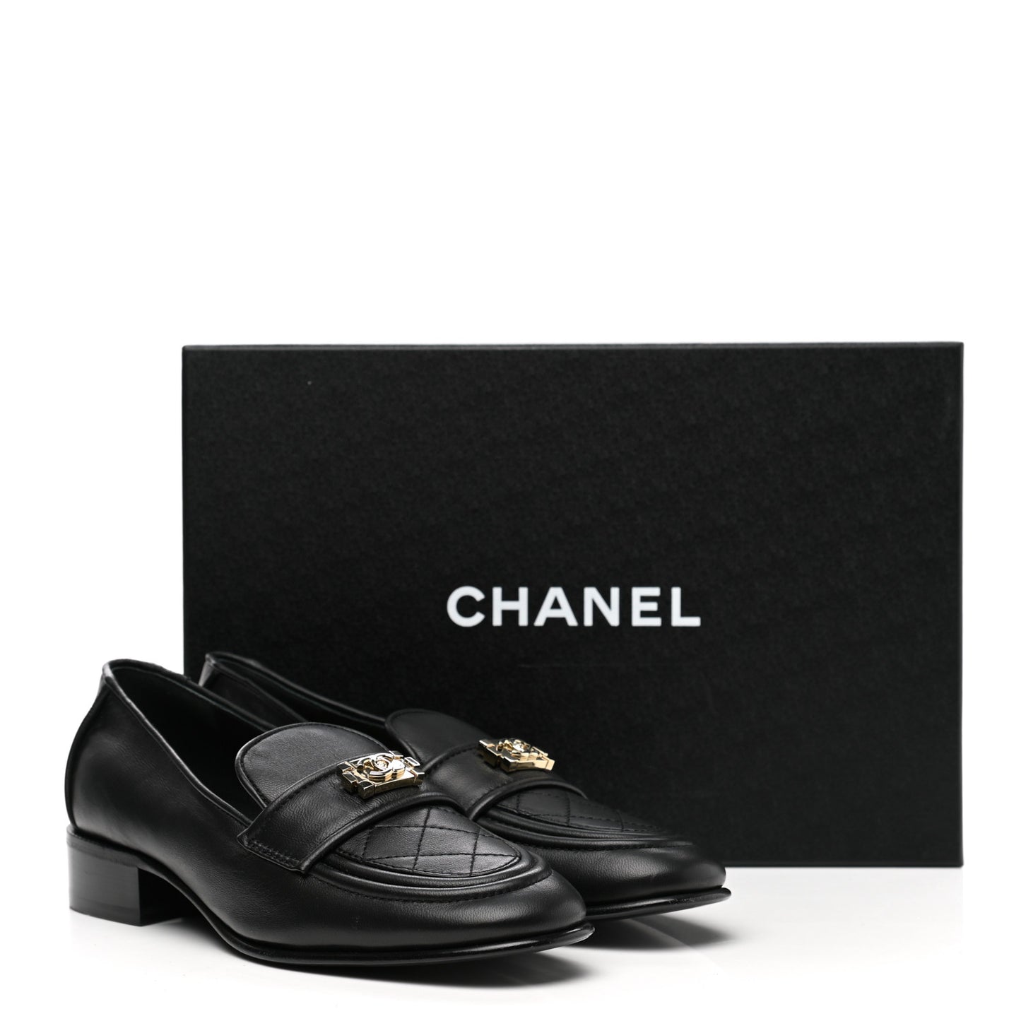 Lambskin Quilted Boy Loafers 36.5 Black