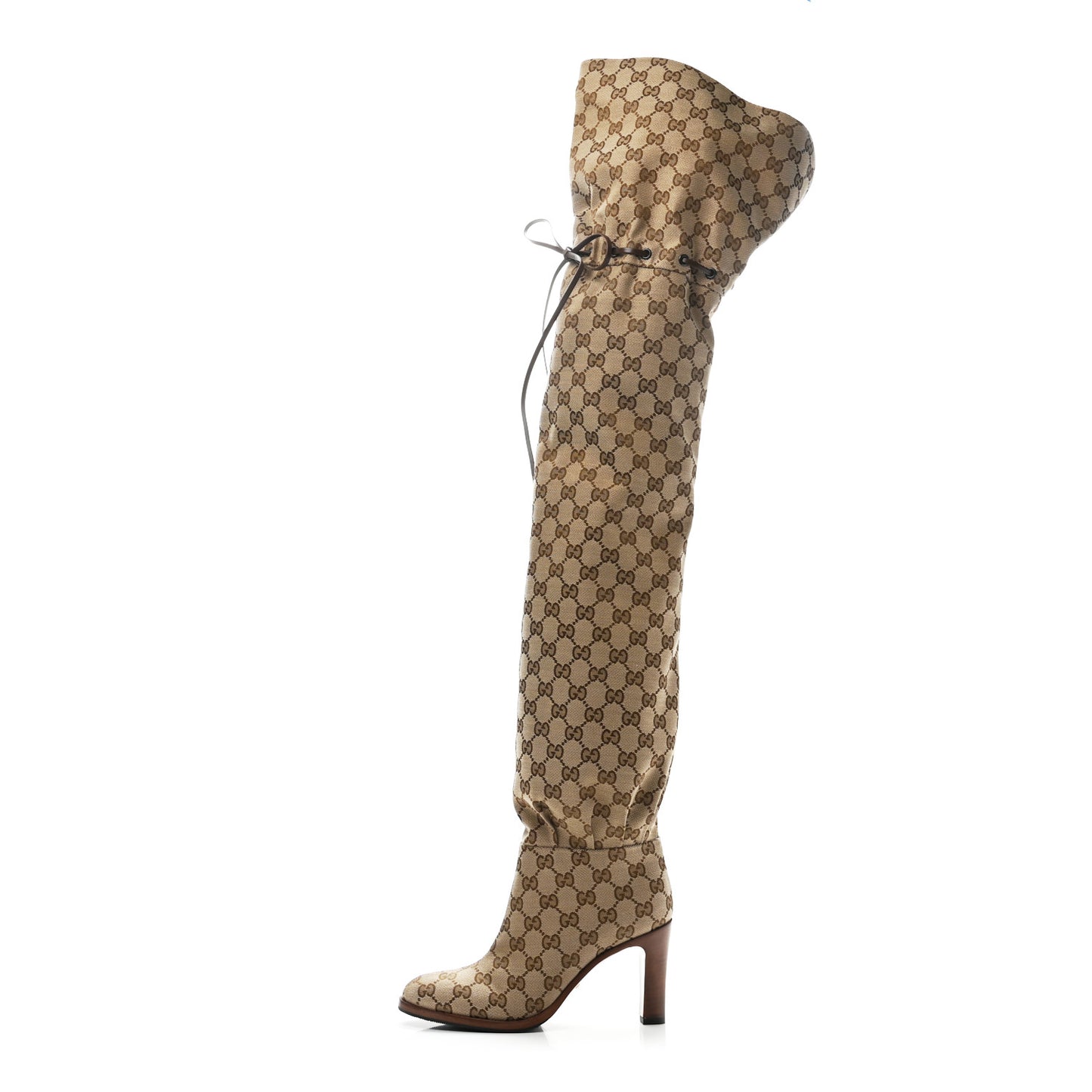 Monogram Over The Knee Boots 36 Beige Ebony
