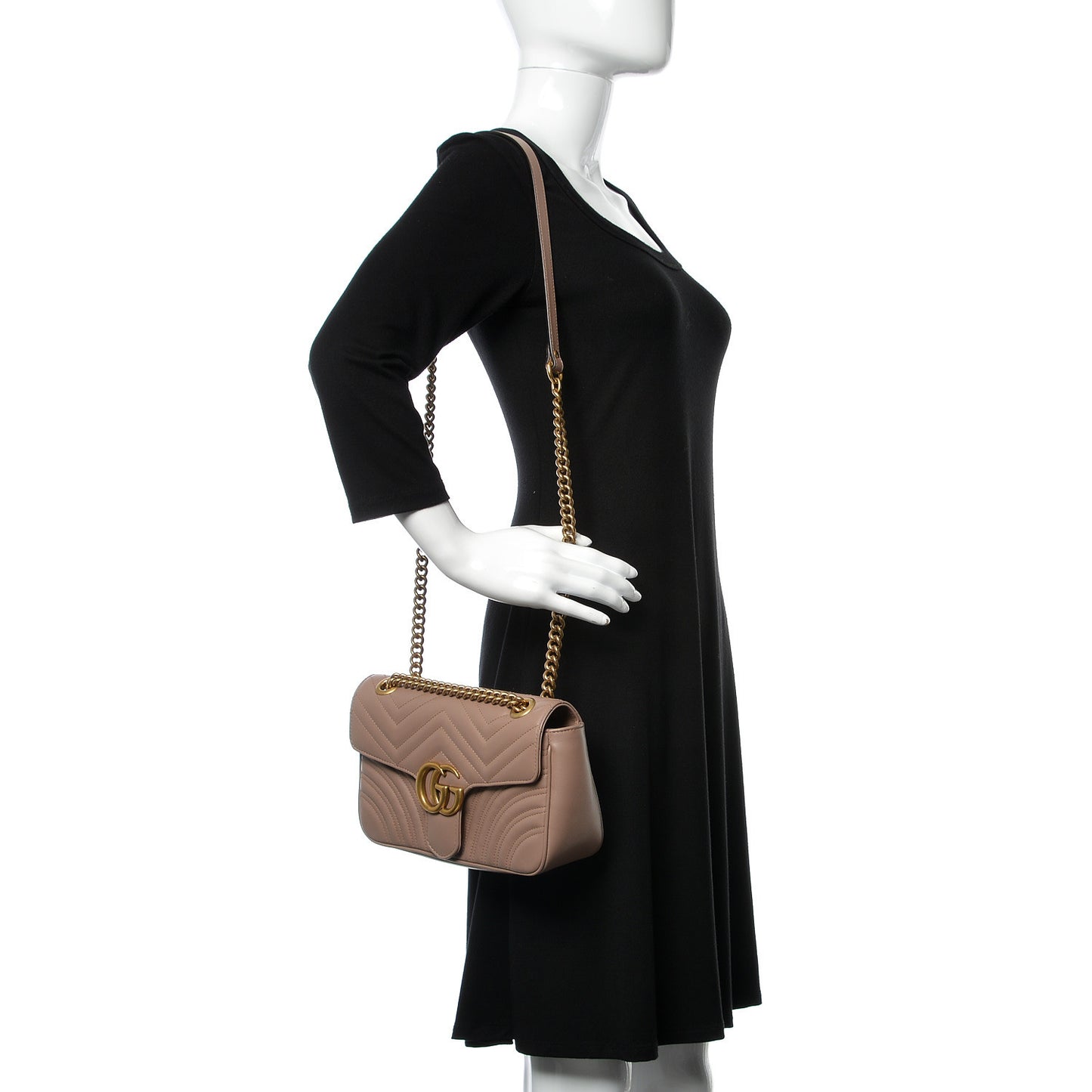 Calfskin Matelasse Small GG Marmont Shoulder Bag Porcelain Rose