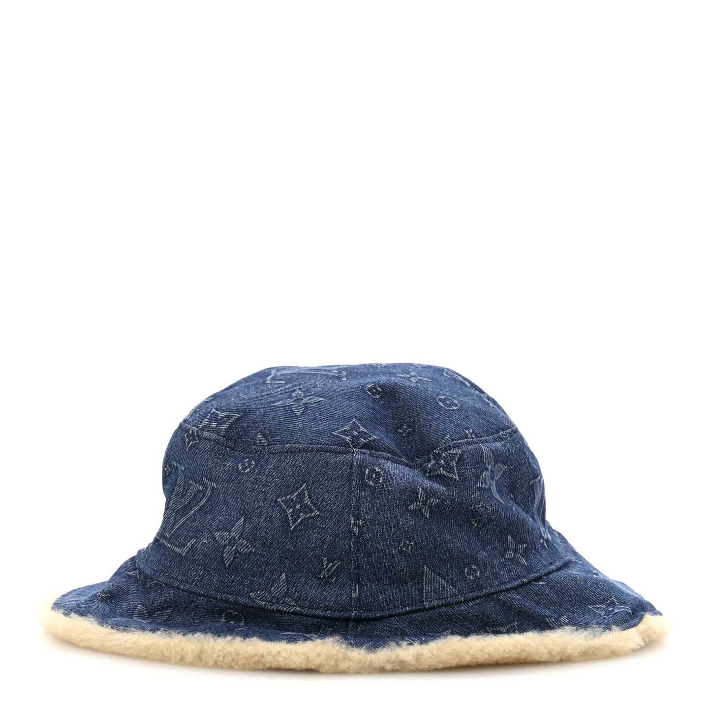 Monogram Denim Shearling Bucket Hat L Blue