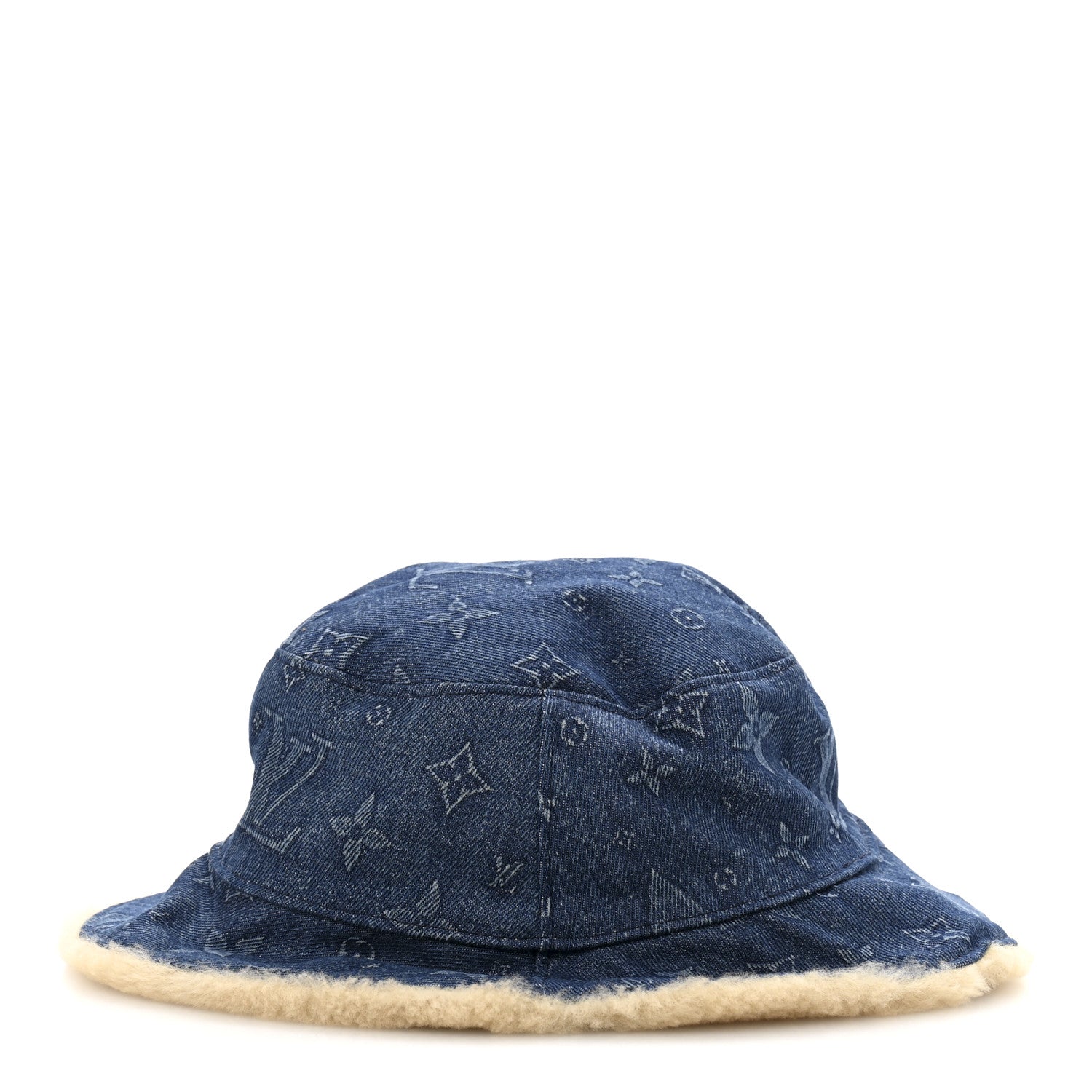 Louis Vuitton Monogram Denim Shearling Bucket Hat L Blue 4 of 9