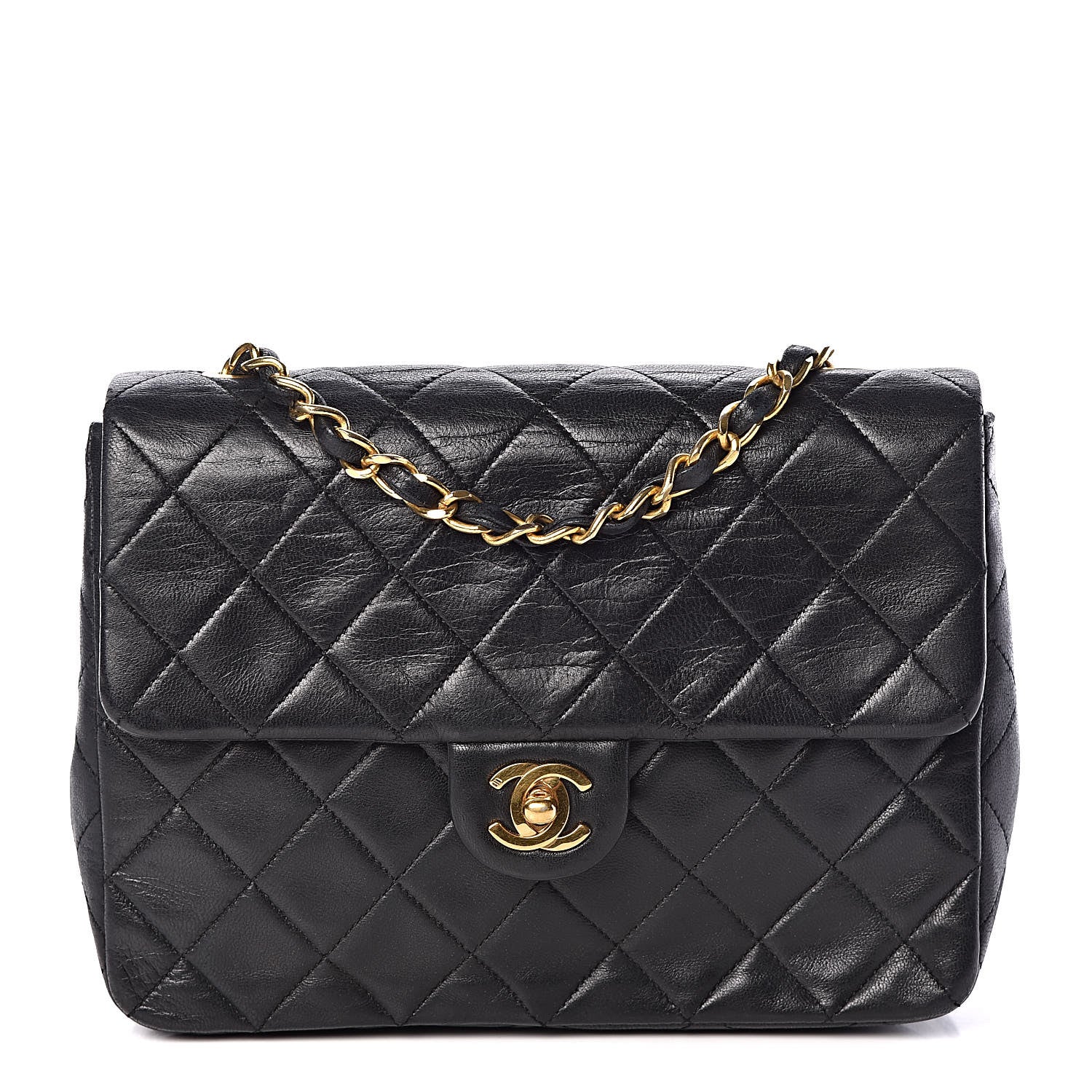 Chanel Lambskin Quilted Mini Square Flap Bag Black 1 of 14