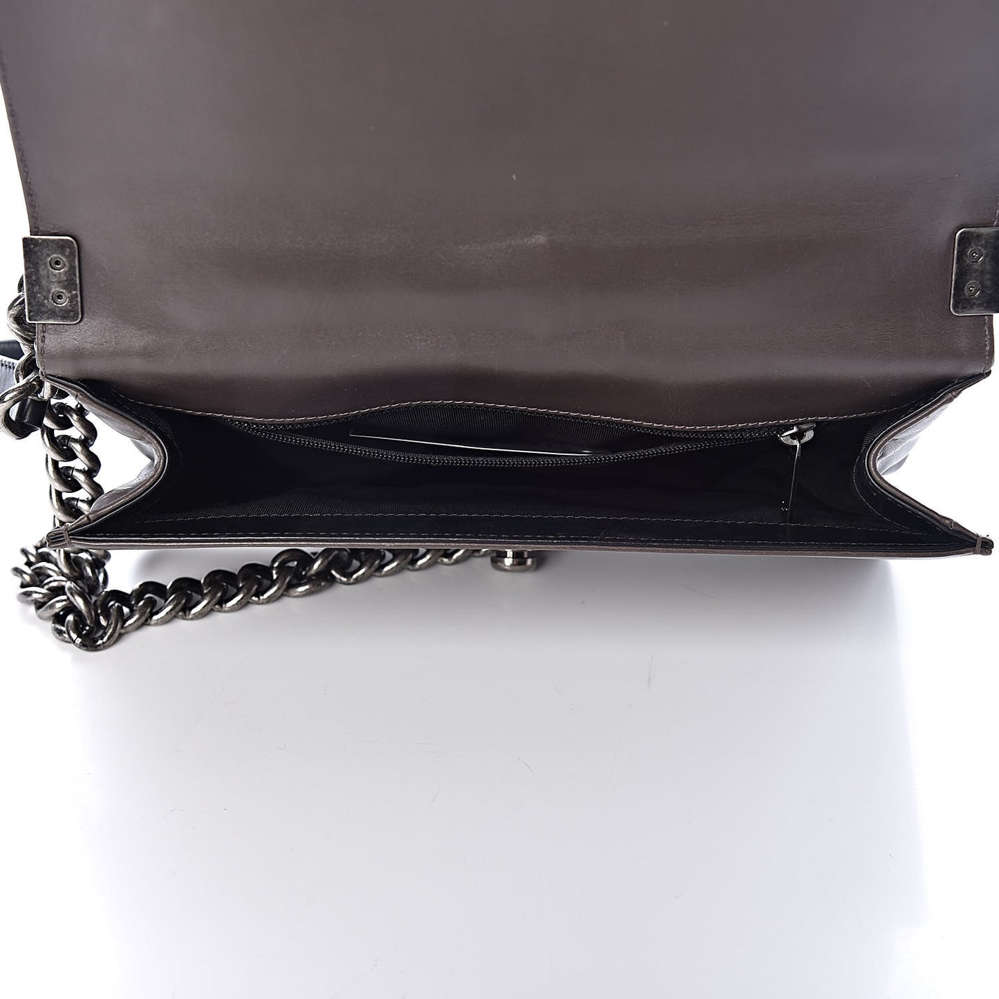 Glazed Calfskin Medium Boy Flap Grey