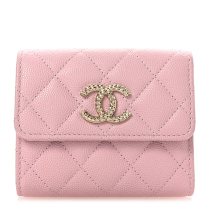 Chanel Caviar Quilted Textured CC Flap Card Holder Light Pink 1 of 13