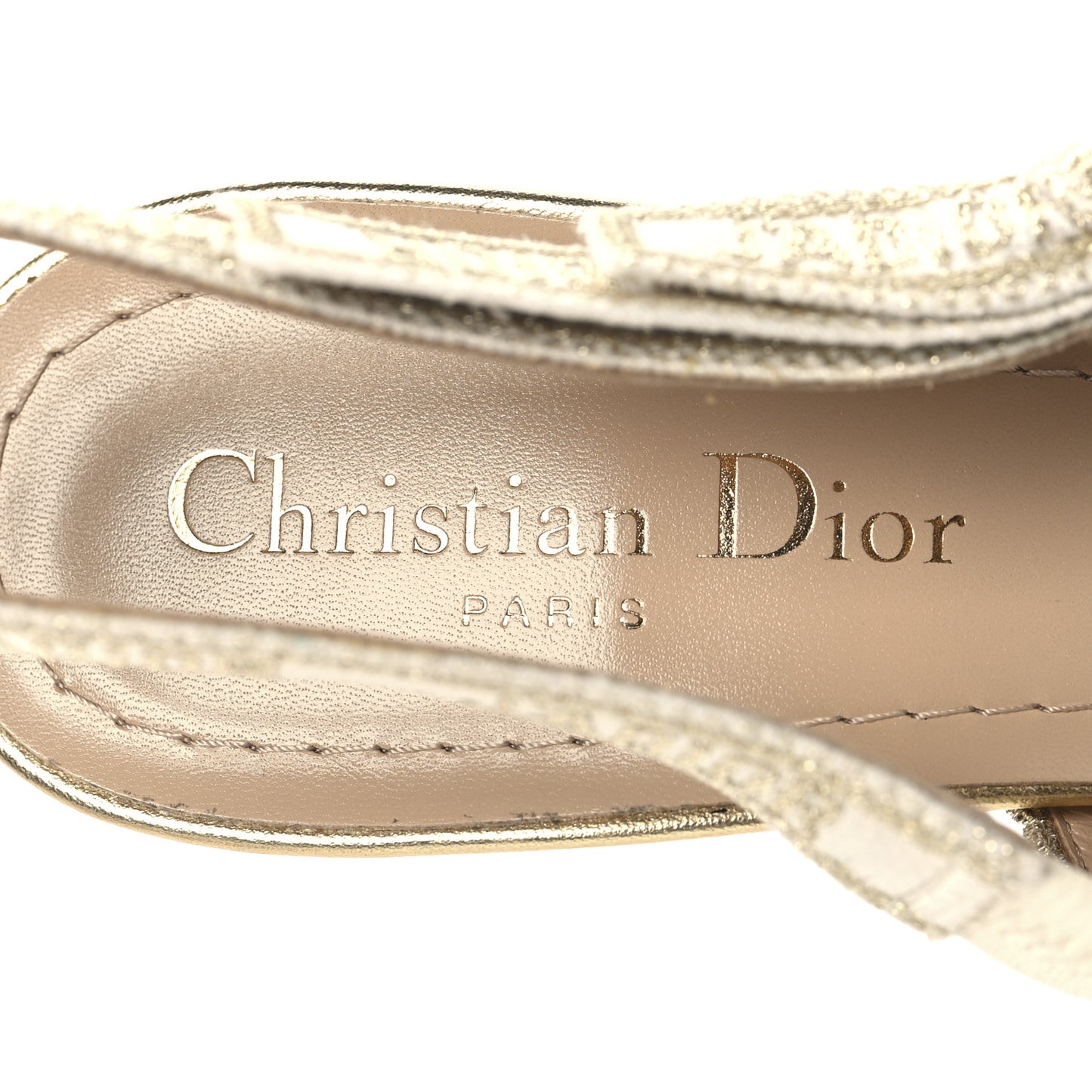 Transparent Metallic Embroidered Mesh Macrame Constantine Embroidered J'Adior Slingback 65mm Pumps 37.5 Pale Gold