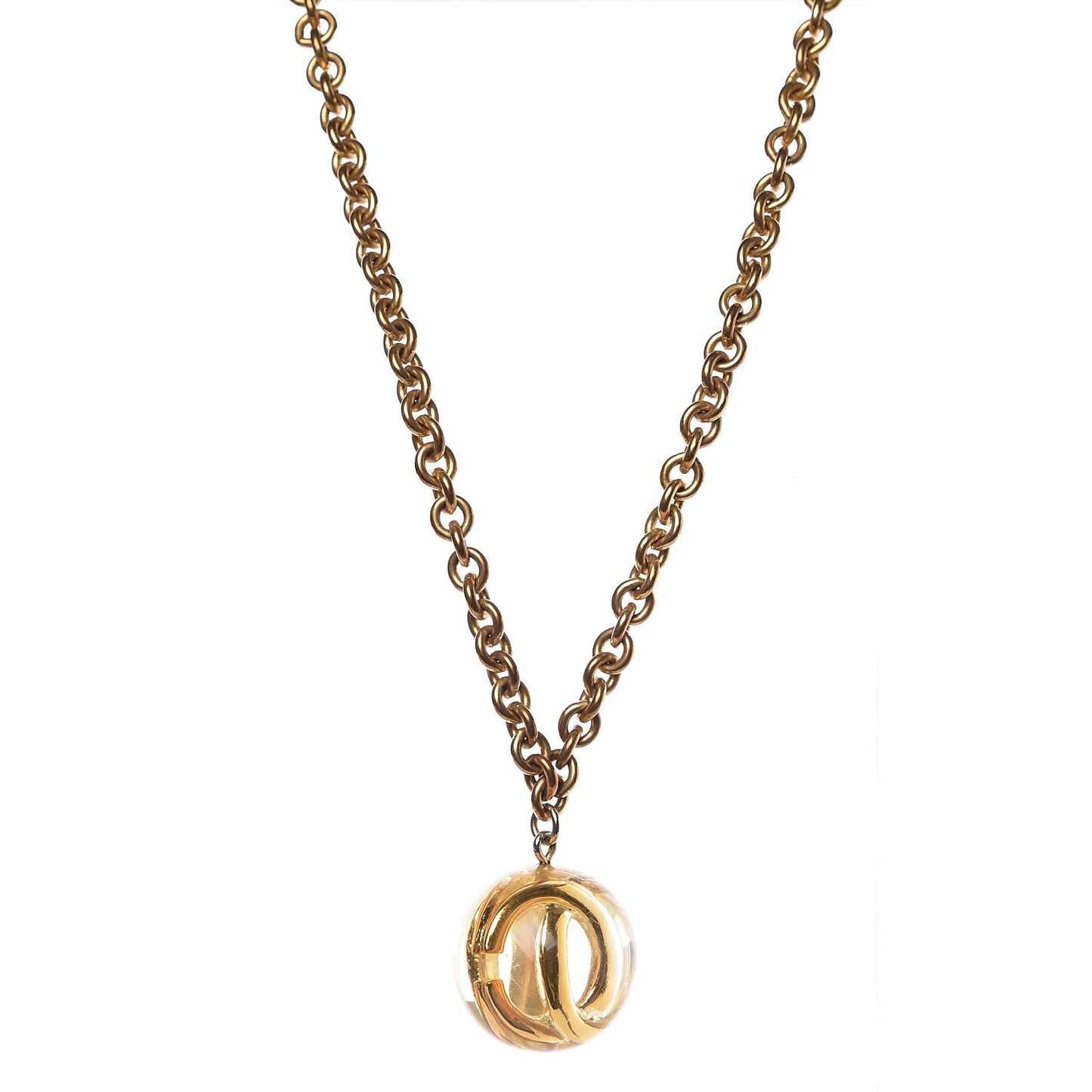 Resin Chain CC Pendant Necklace Gold