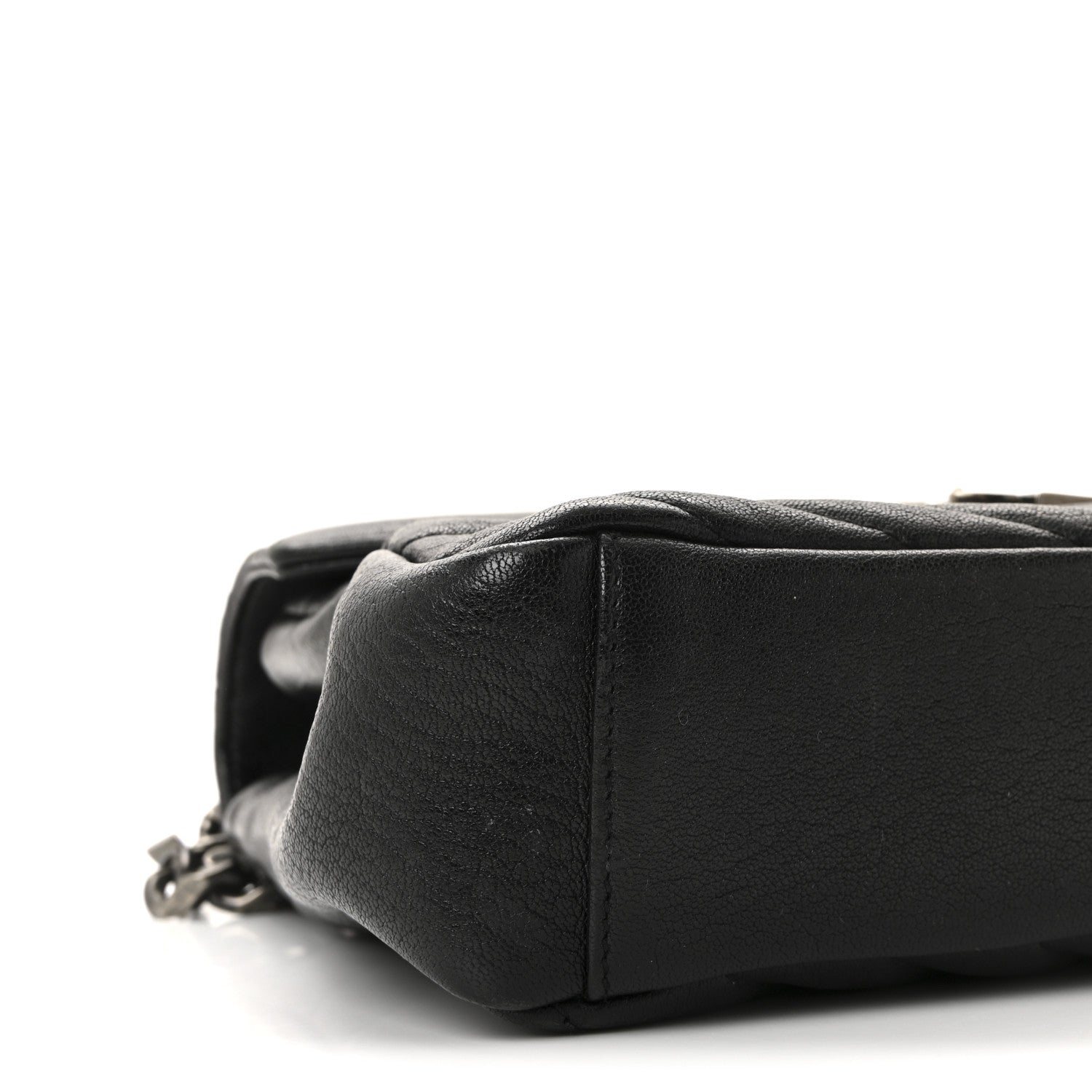 Saint Laurent Sheepskin Matelasse Chevron Monogram Medium College Bag Black 8 of 9