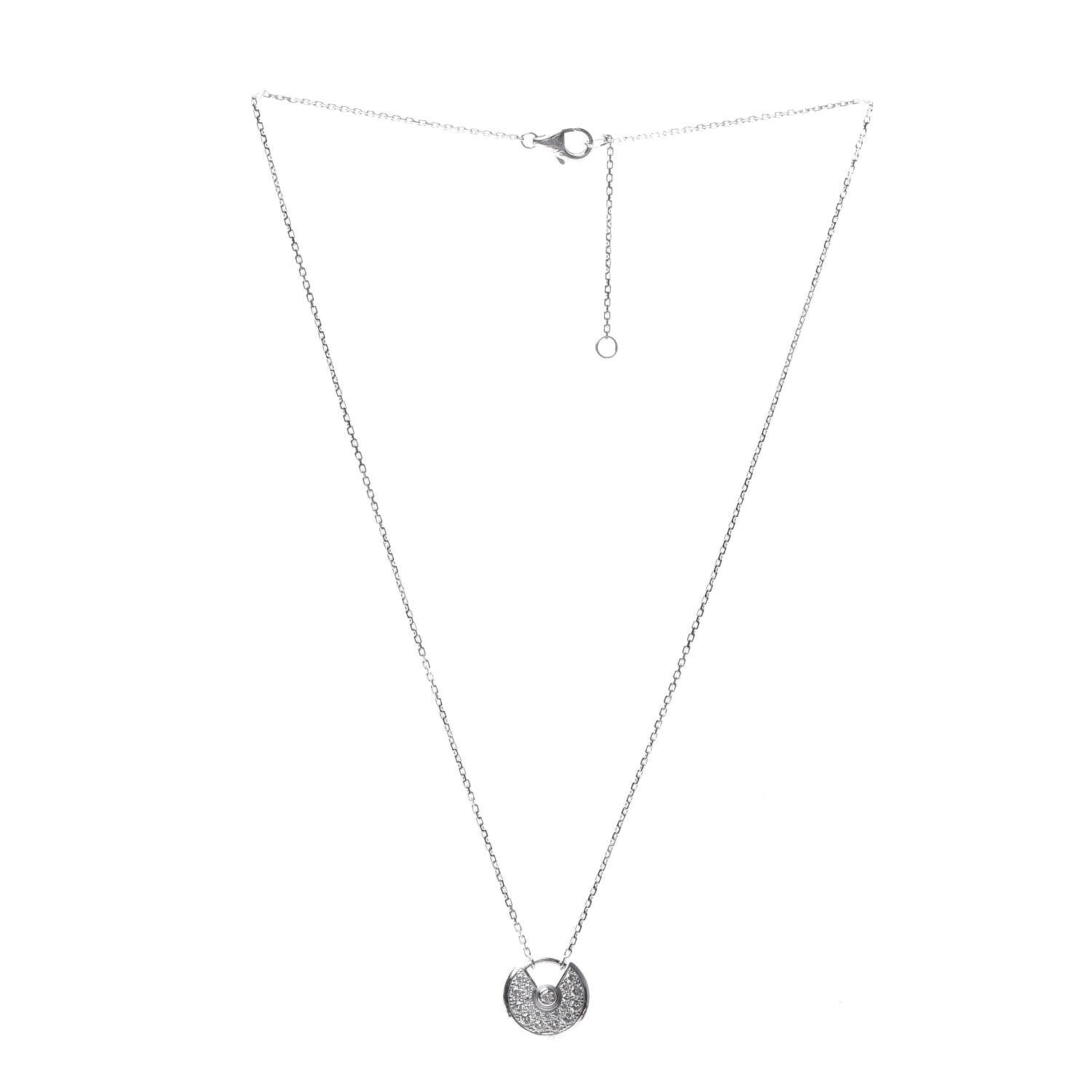 Cartier 18K White Gold Diamond XS Amulette de Pendant Necklace 3 of 5
