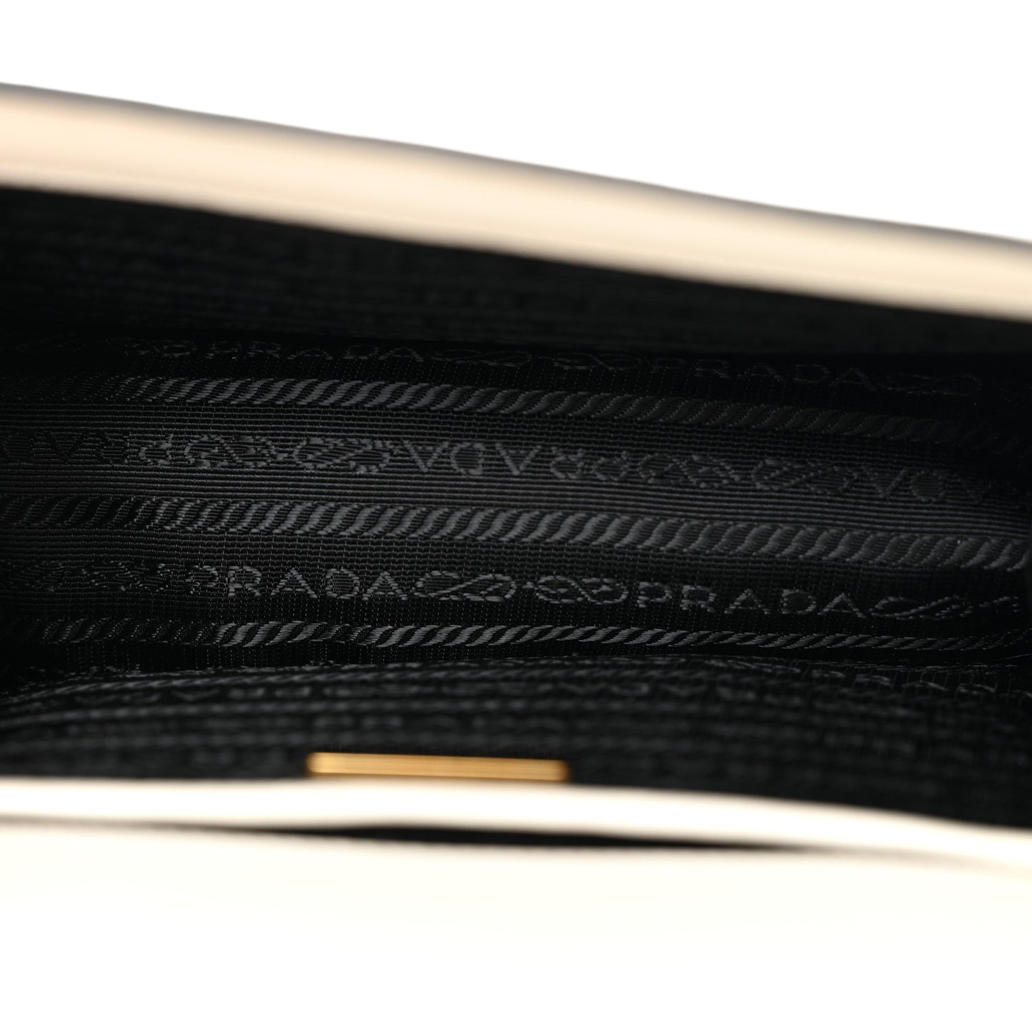 Saffiano Soft Calfskin Metal Triangle Logo Envelope Chain Shoulder Bag White