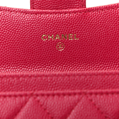 Chanel Caviar Quilted Flap Card Holder Wallet Dark Pink 6 of 8