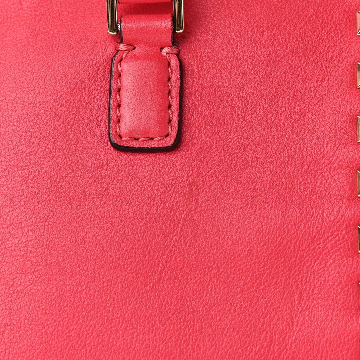 Vitello Rockstud Double Handle Tote Deep Rose