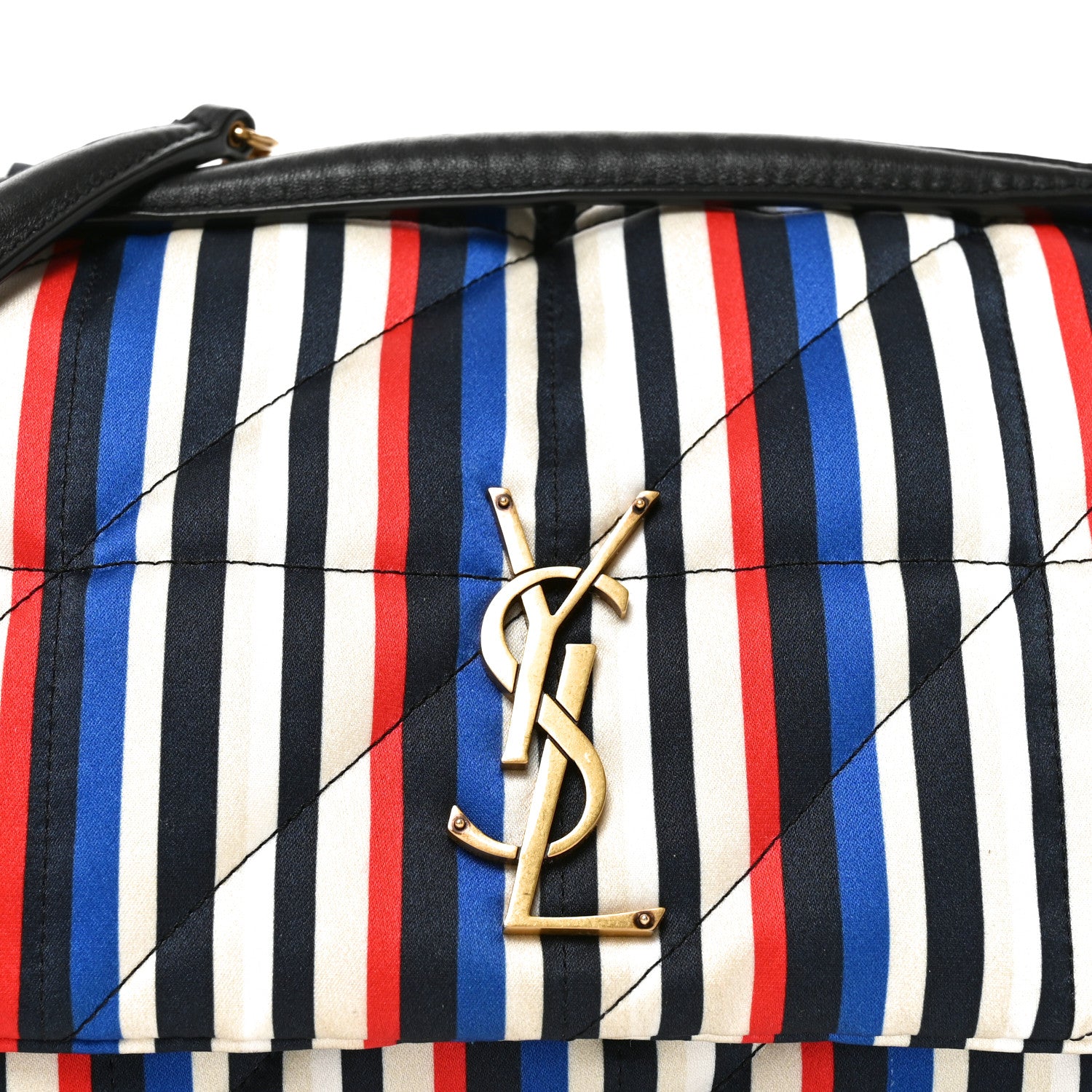 Saint Laurent Silk Striped Monogram Medium Jamie Blue Multicolor 7 of 9