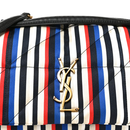 Saint Laurent Silk Striped Monogram Medium Jamie Blue Multicolor 7 of 9