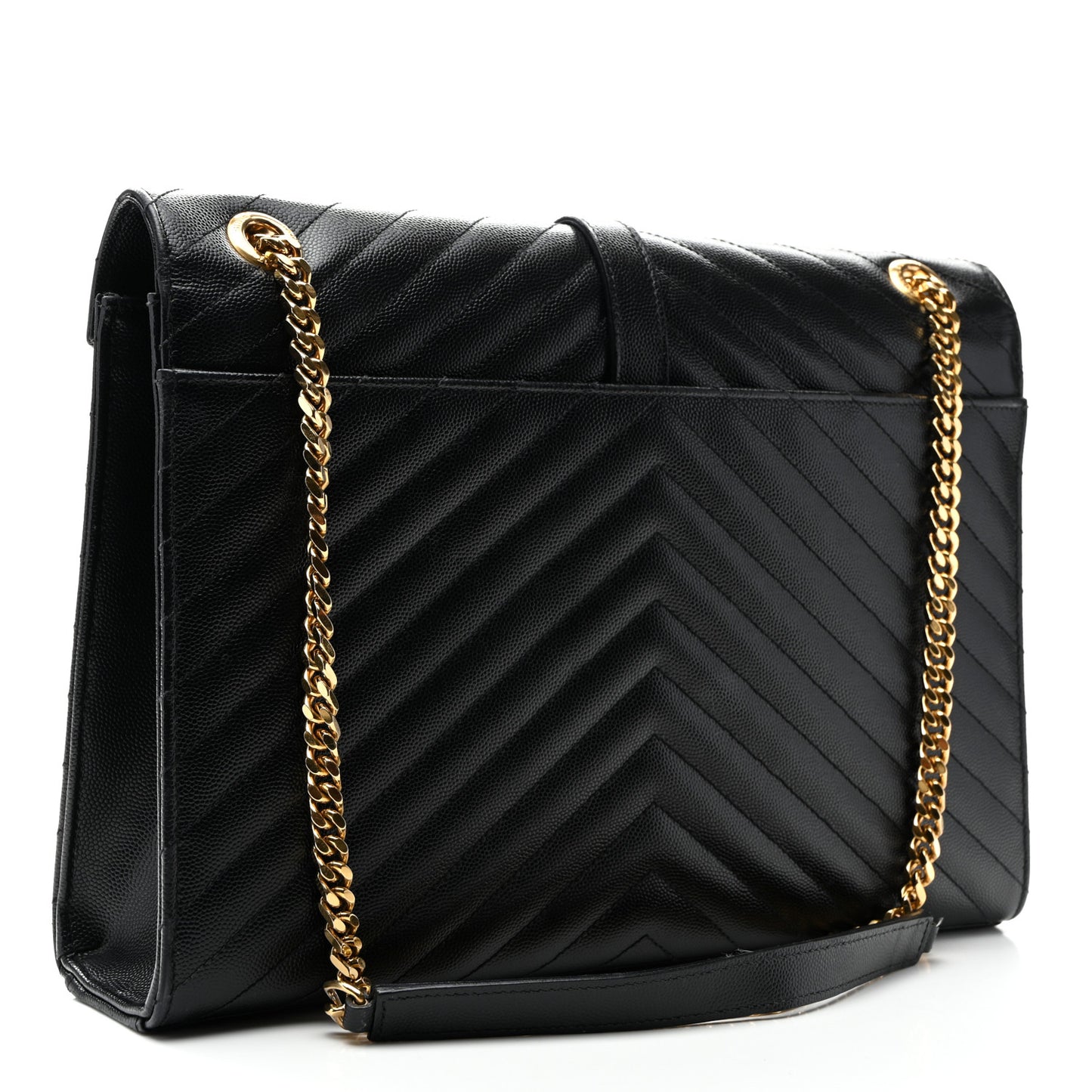 Grain De Poudre Matelasse Chevron Large Monogram Satchel Black