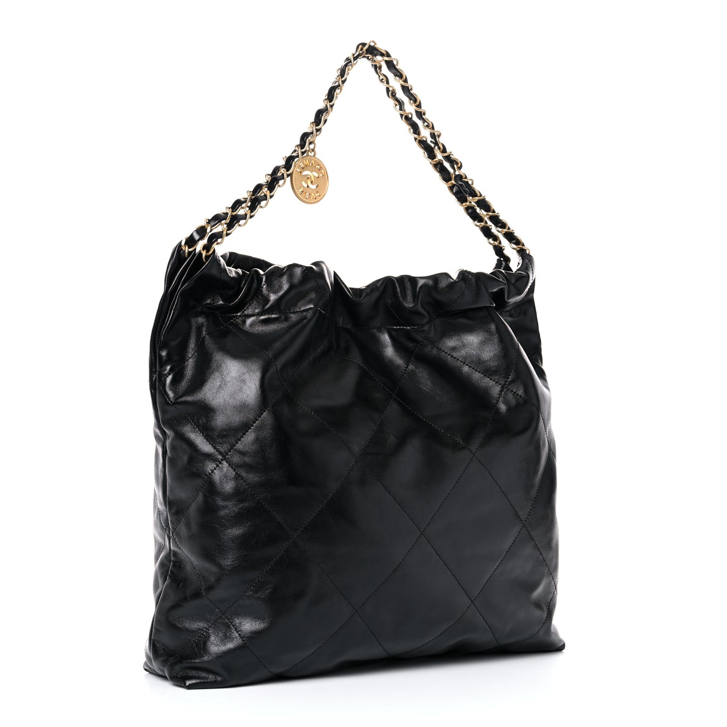 Shiny Calfskin Quilted Chanel 22 Black