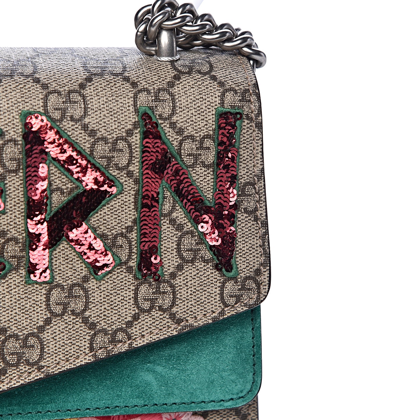 GG Supreme Monogram Embroidered Medium Dionysus Shoulder Bag Emerald