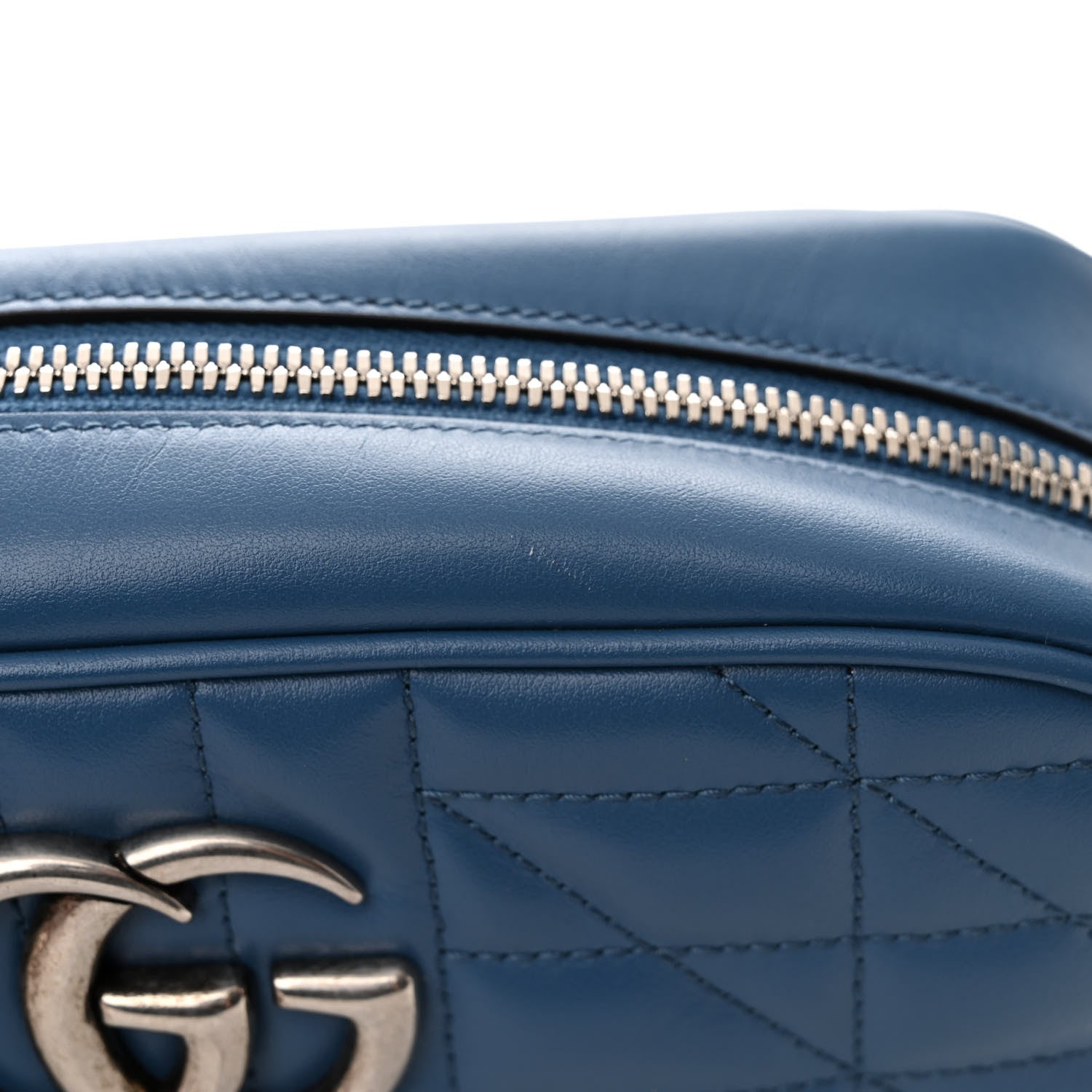 Gucci Calfskin Matelasse Aria Small GG Marmont Chain Shoulder Bag Clear Blue 11 of 12