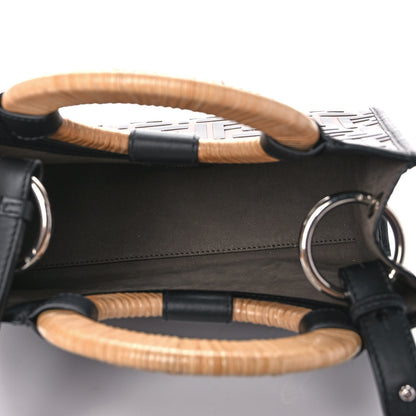 Fendi Vitello Century Wicker Bi-Color FF 1974 Embossed Small Runaway Shopper Tote Maya Black 5 of 10