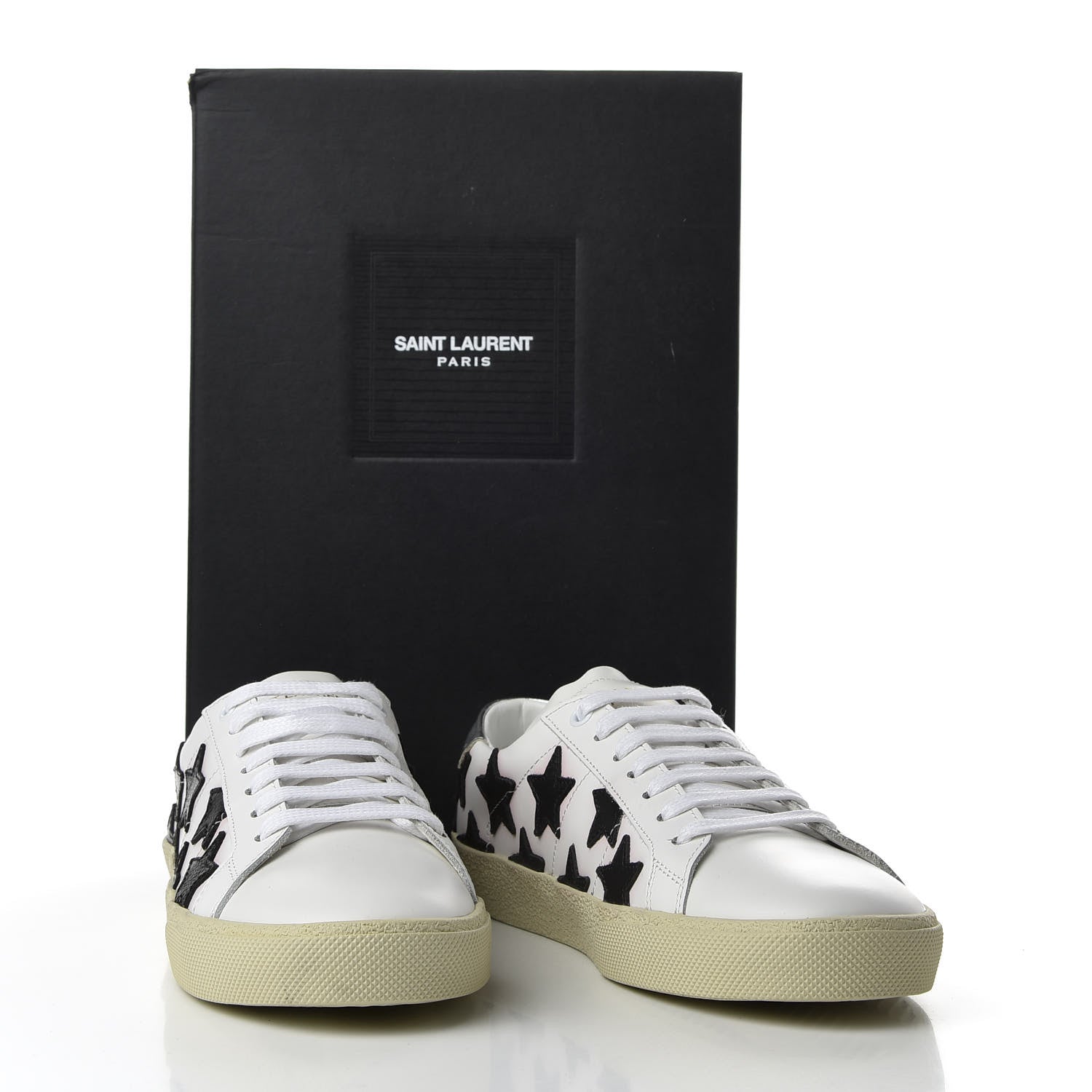 Saint Laurent Calfskin Star Court Sneakers 39.5 White Black 11 of 11