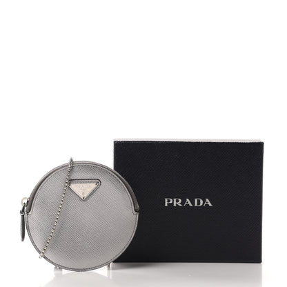 Prada Metallic Saffiano Mini Pouch Cromo 10 of 10