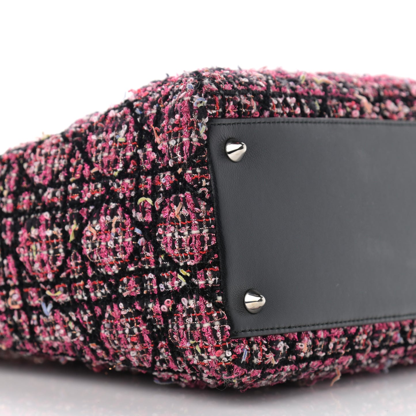 Tweed Fringe Cannage Embroidered Medium Lady Dior Pink Black Multicolor